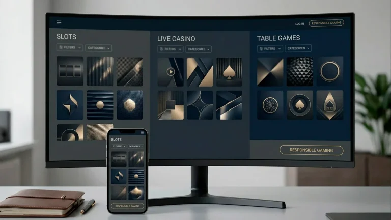 Fitzdares casino games library map covering slots, live casino and table games for UK players